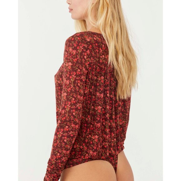 🎉LAST CHANCE🎉 NWT Free People Kaya Printed Bodysuit / Chocolate Combo - Picture 3 of 7